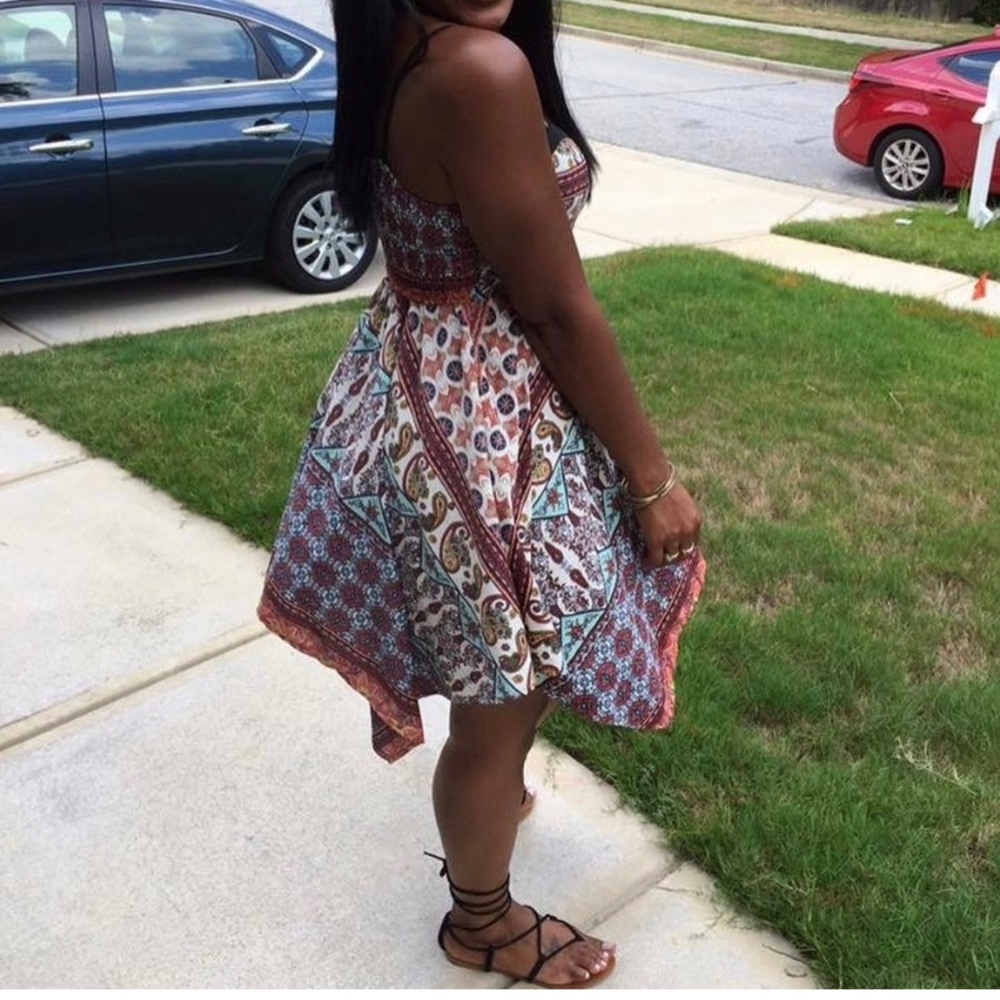 Asymmetrical Multi Color Print Tank Dress